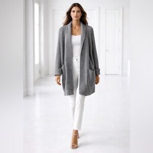 Bobi Black Los Angeles Cozy Open-Front Knit Cardigan Sweater